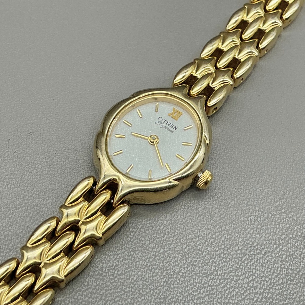 Citizen Watch Womens Elegance Gold Tone Quartz Bracelet 3220 Japan 7.25"